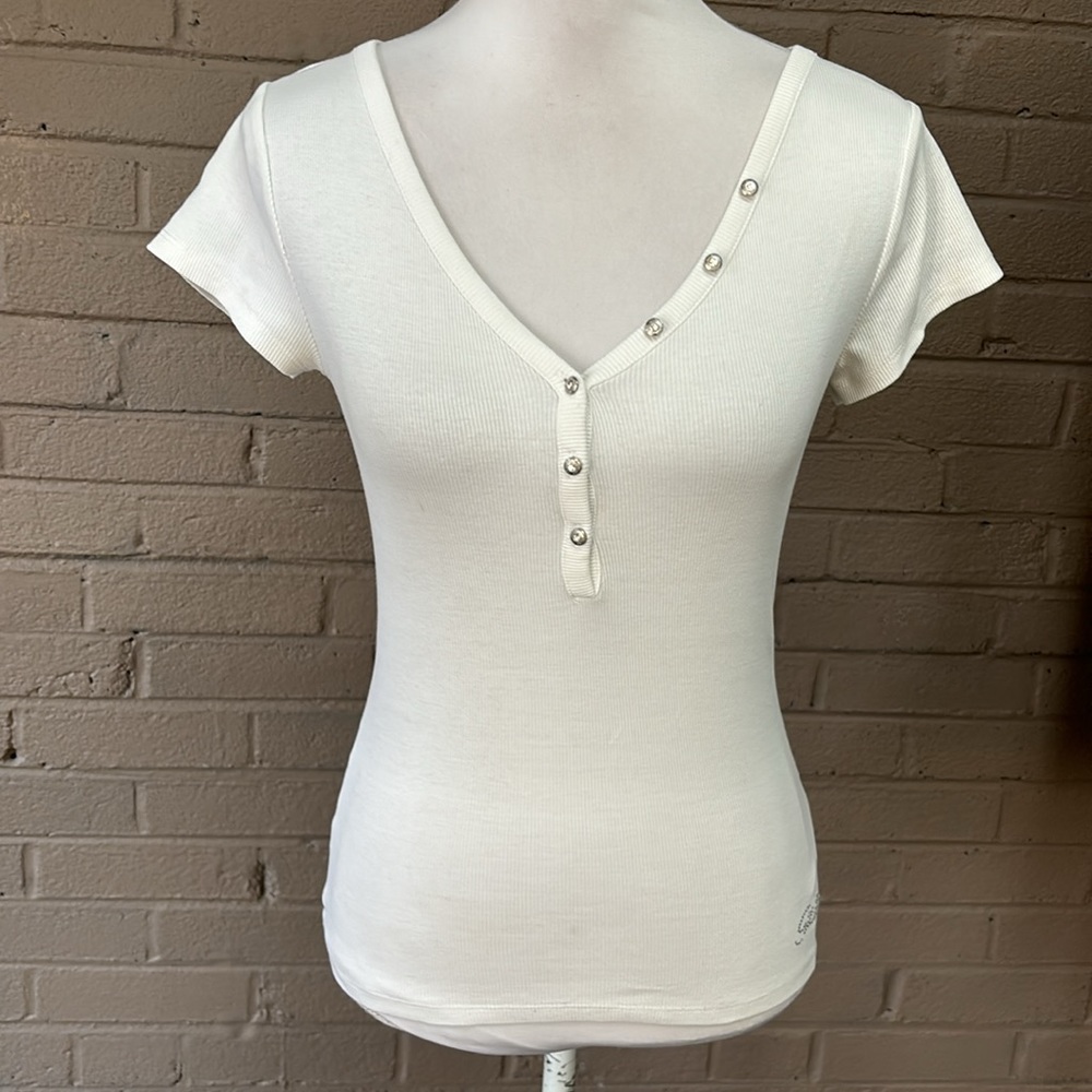 Guess white ribbed top S